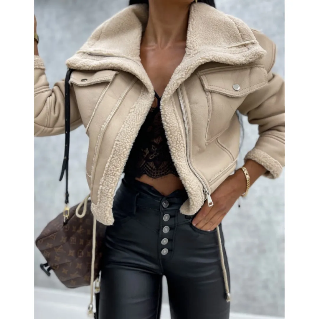Women's Warm Stylish Cropped Winter Jacket | Zipper