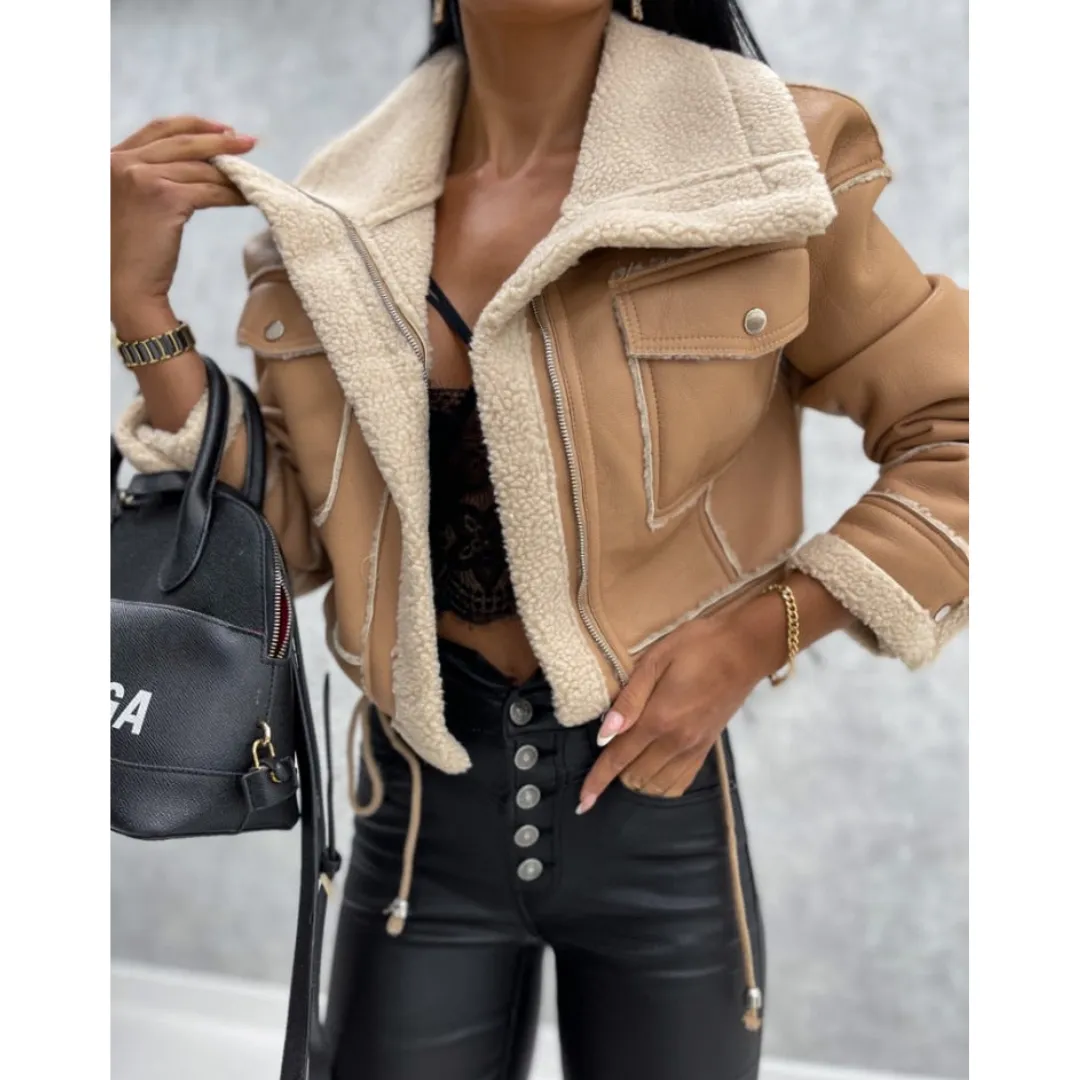 Women's Warm Stylish Cropped Winter Jacket | Zipper