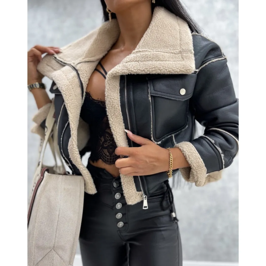 Women's Warm Stylish Cropped Winter Jacket | Zipper