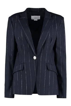 Wool-blend pinstripe blazer