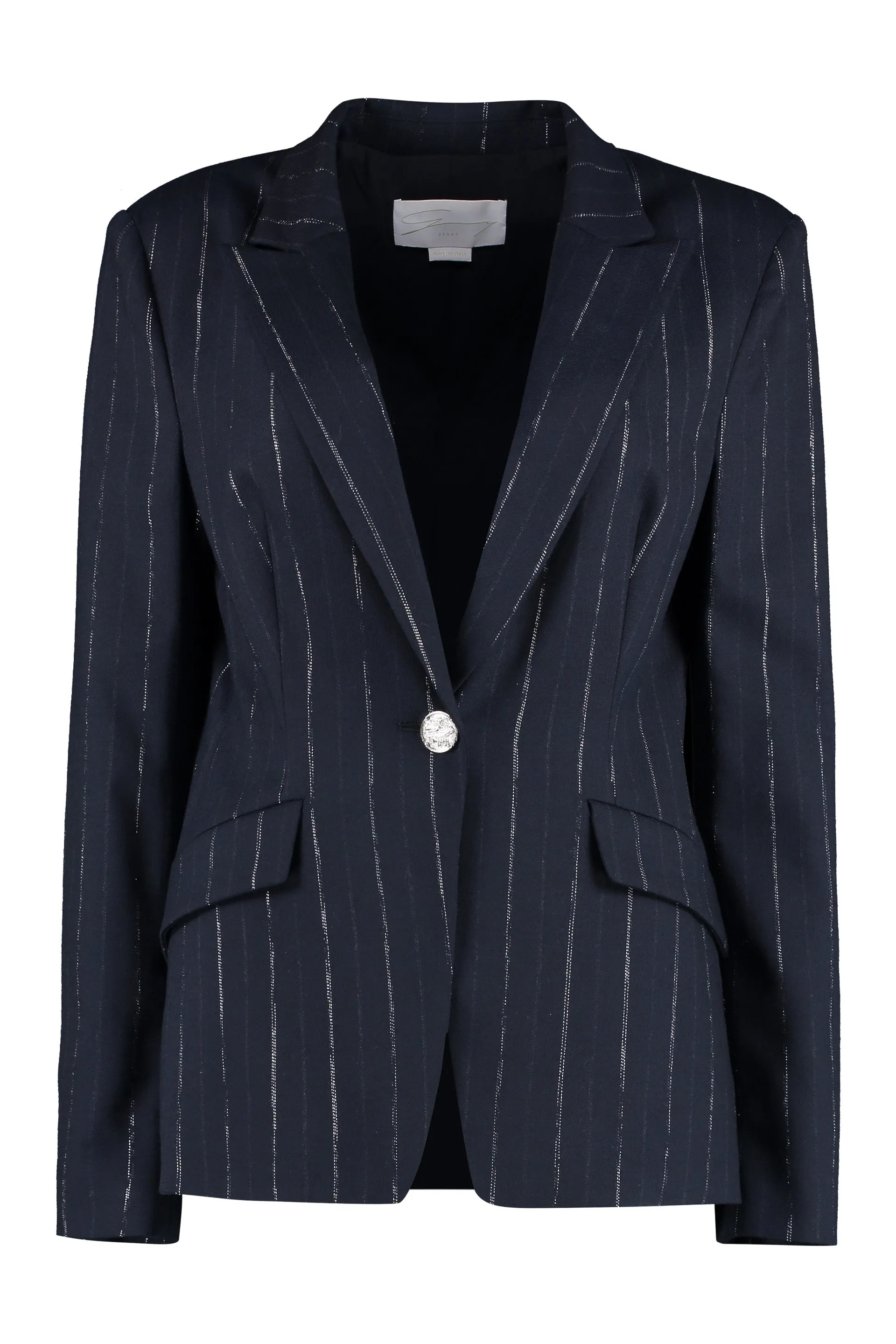 Wool-blend pinstripe blazer
