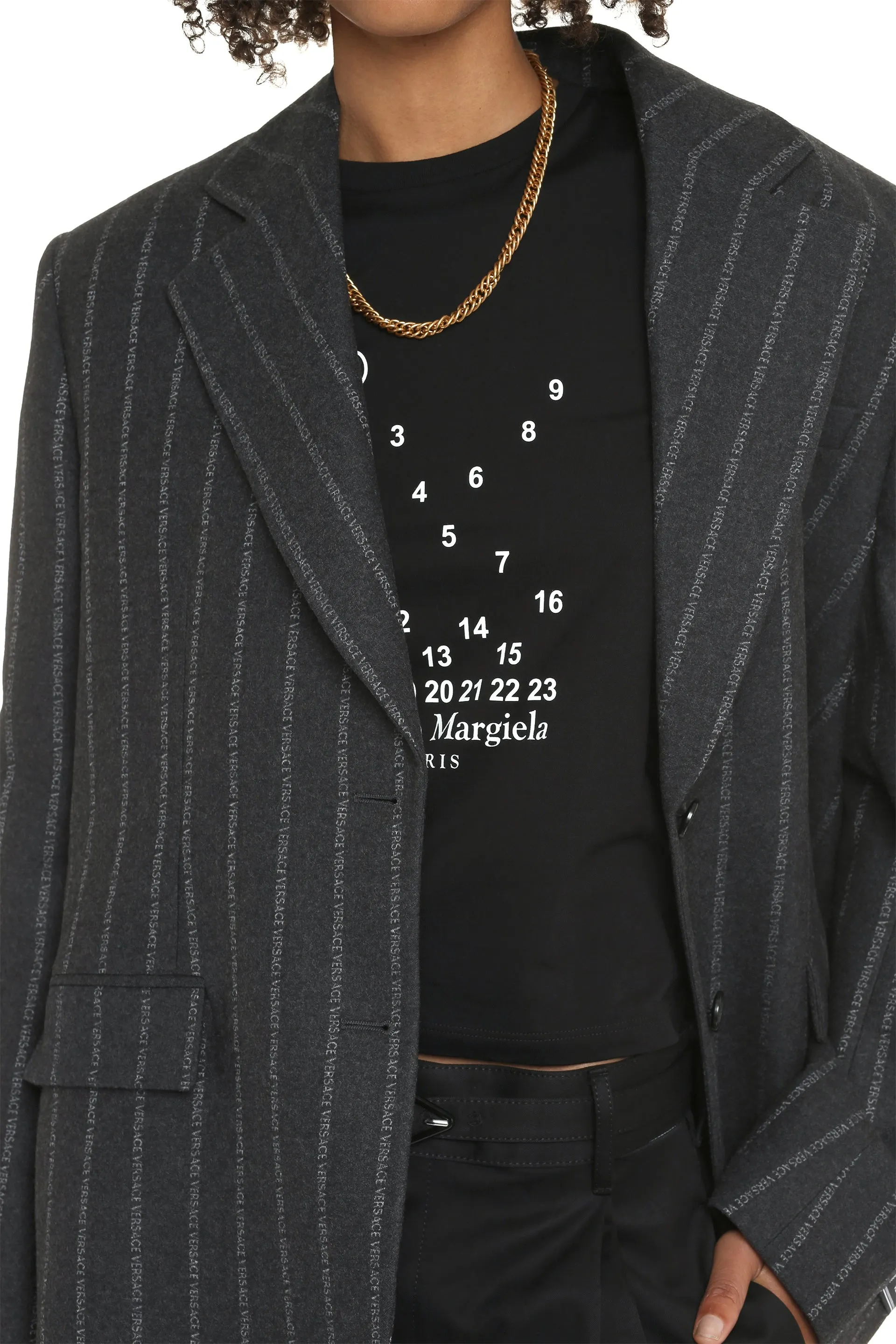 Wool pinstripe blazer
