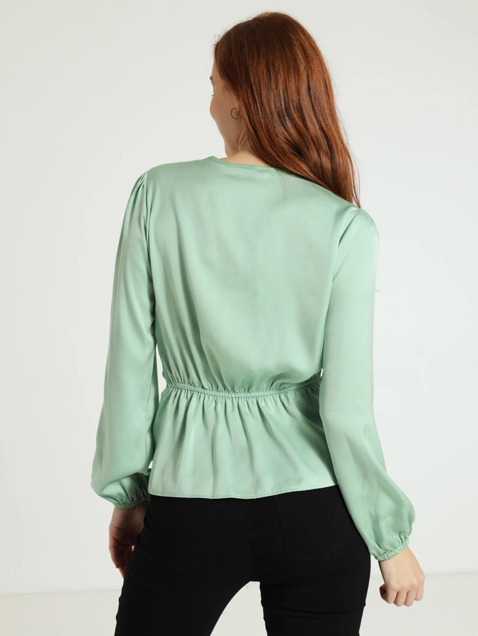 Wrap Draped Chain Blouse - Blue