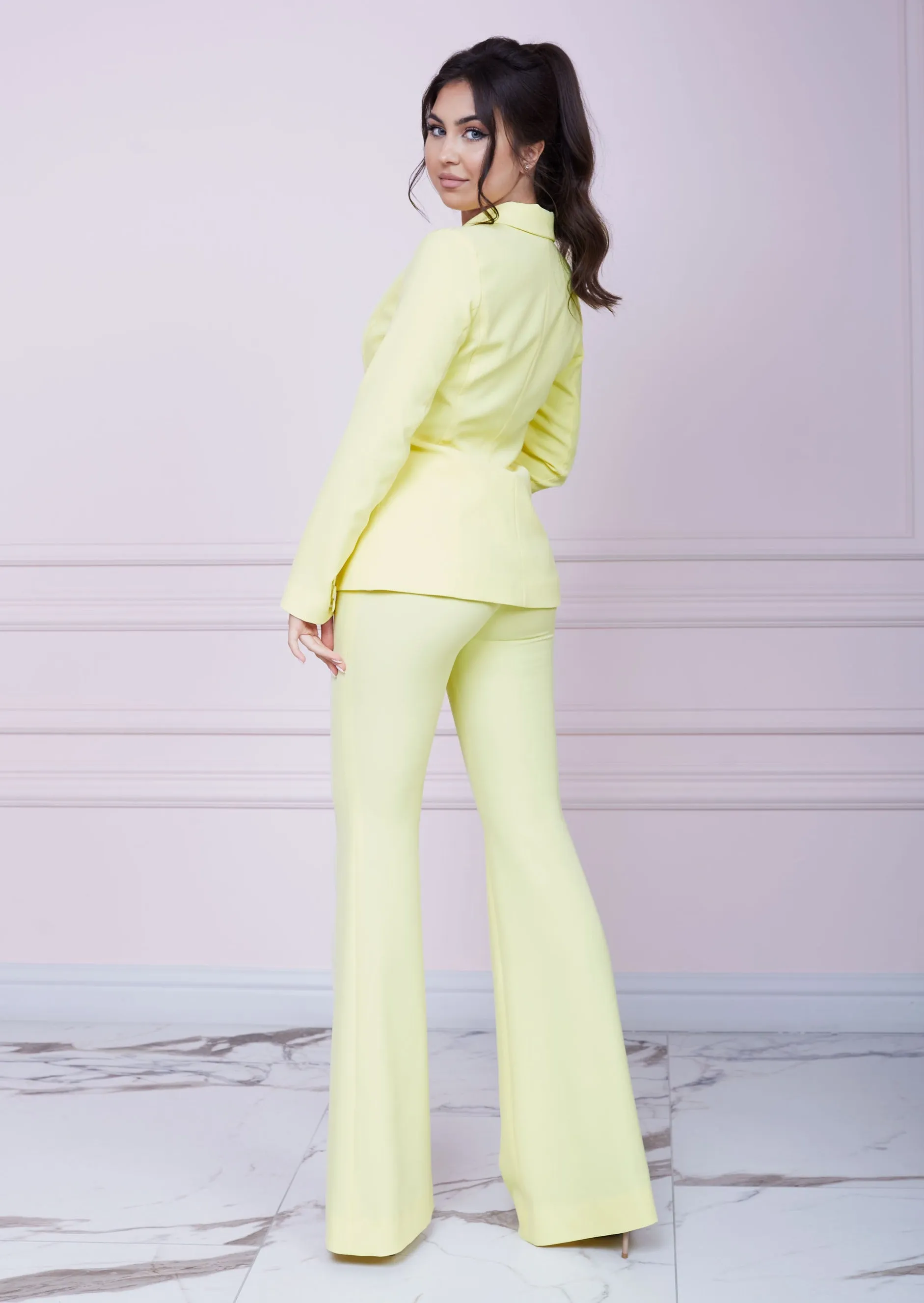 Yellow Slim Fit Flared Trousers