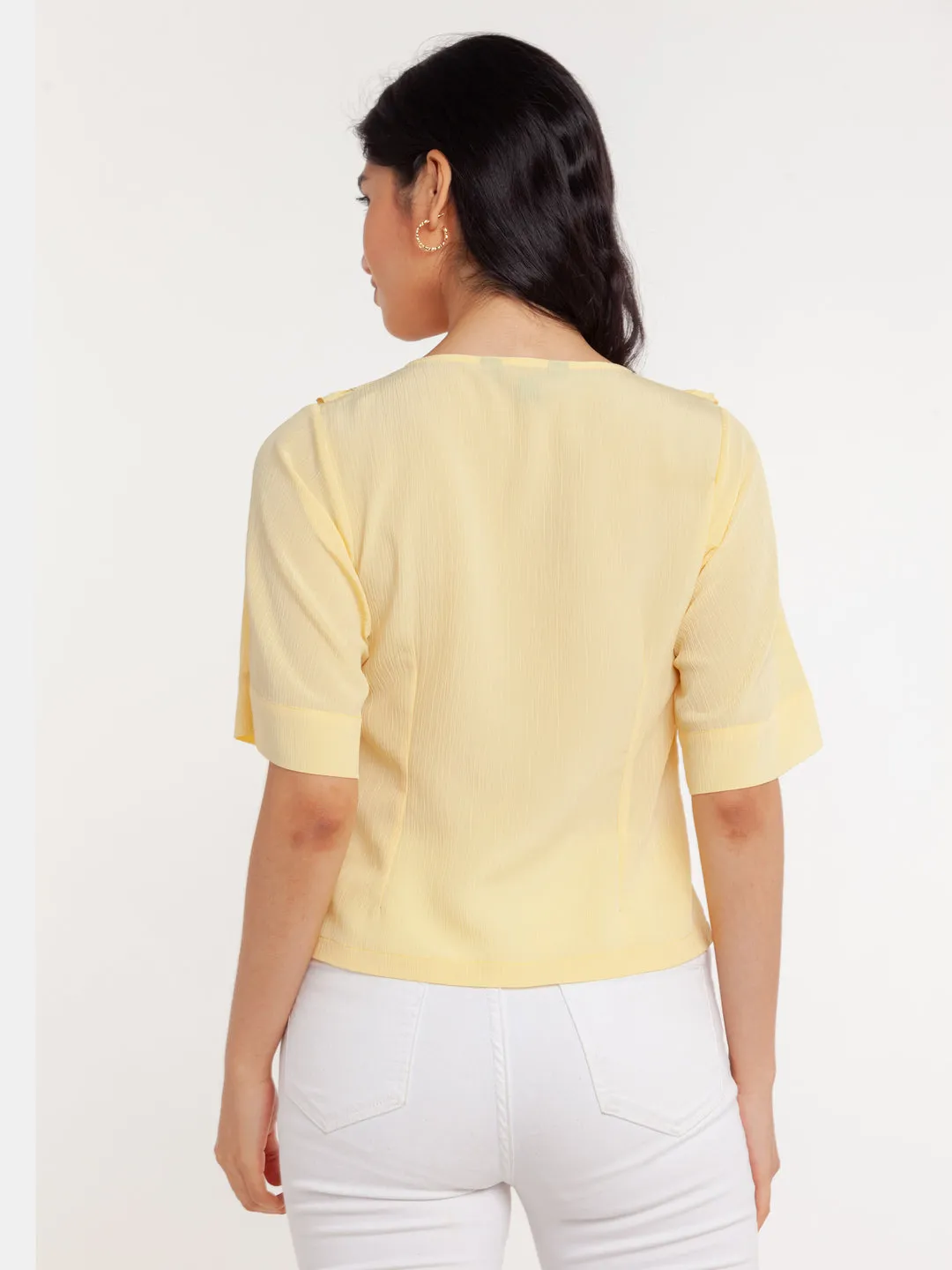 Yellow Solid Ruffled Top