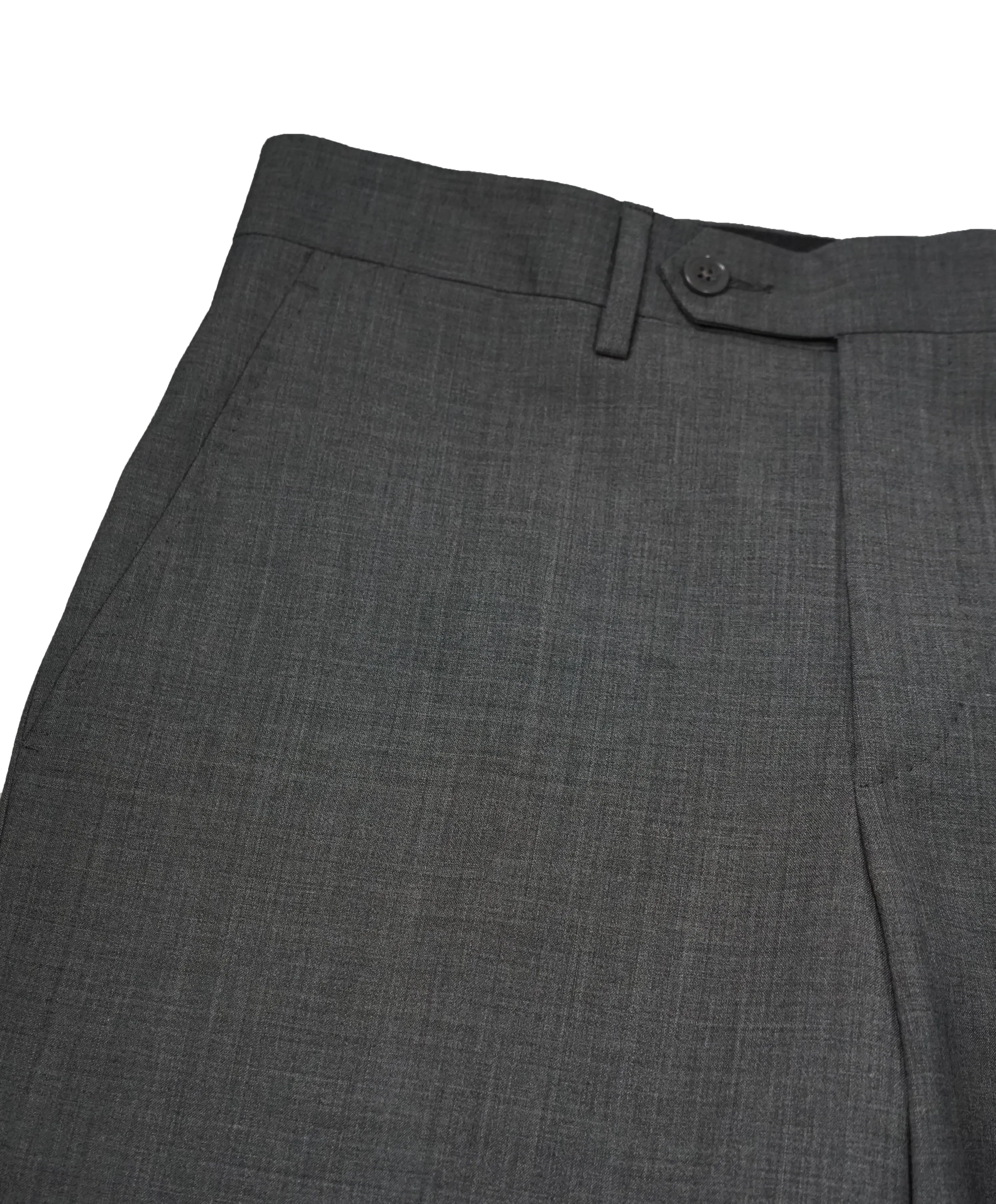 YVES SAINT LAURENT - Gray Solid Wool Super 120’s Dress Pants - 32W