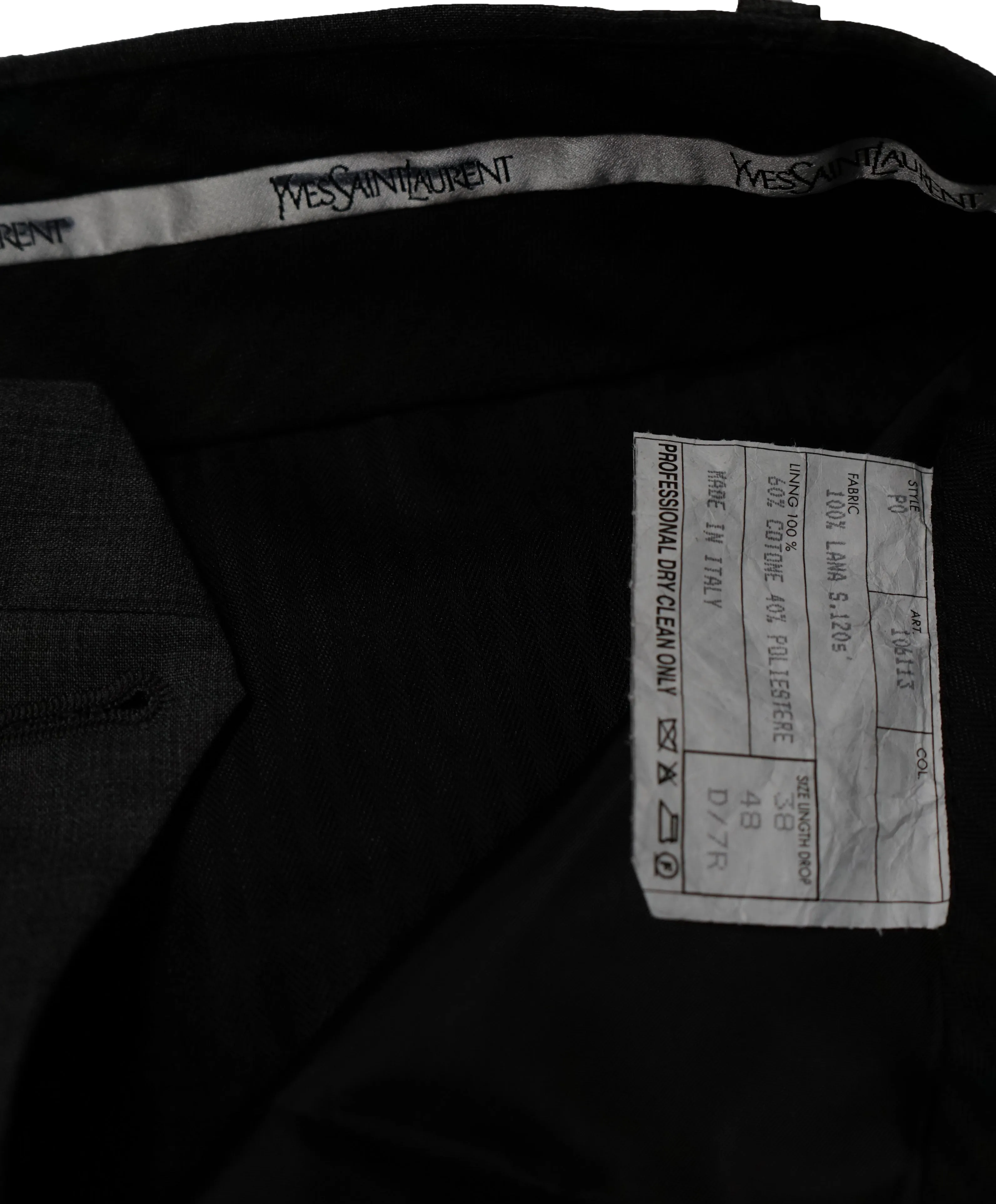 YVES SAINT LAURENT - Gray Solid Wool Super 120’s Dress Pants - 32W