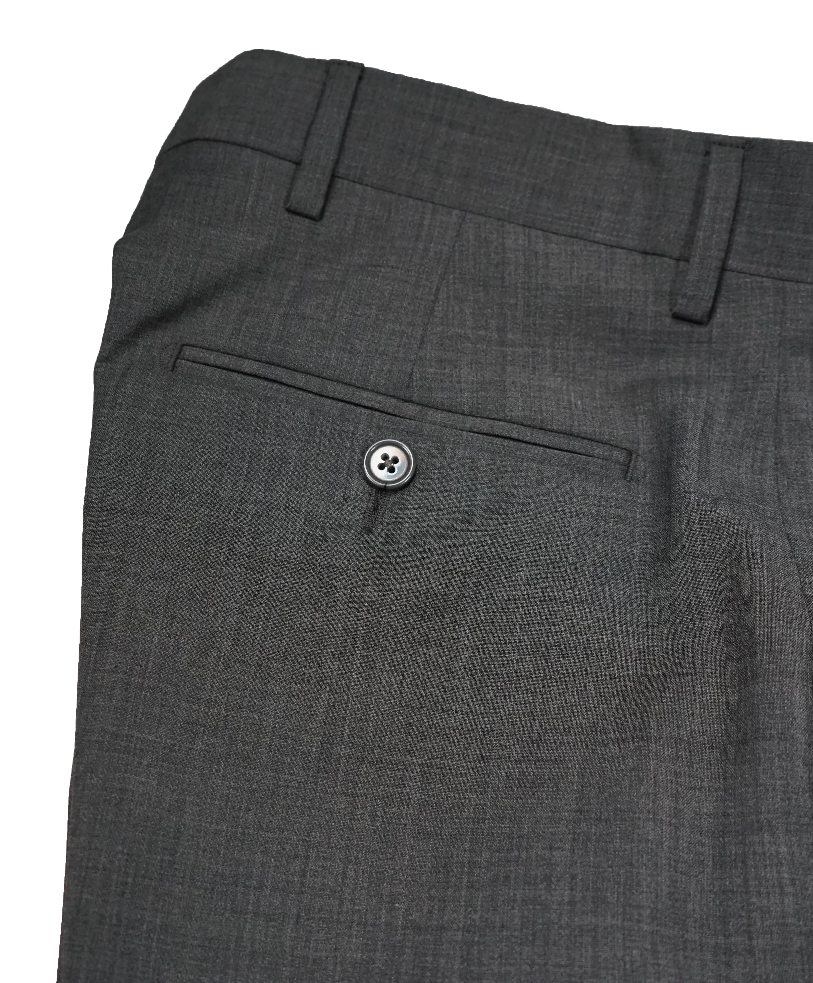 YVES SAINT LAURENT - Gray Solid Wool Super 120’s Dress Pants - 32W