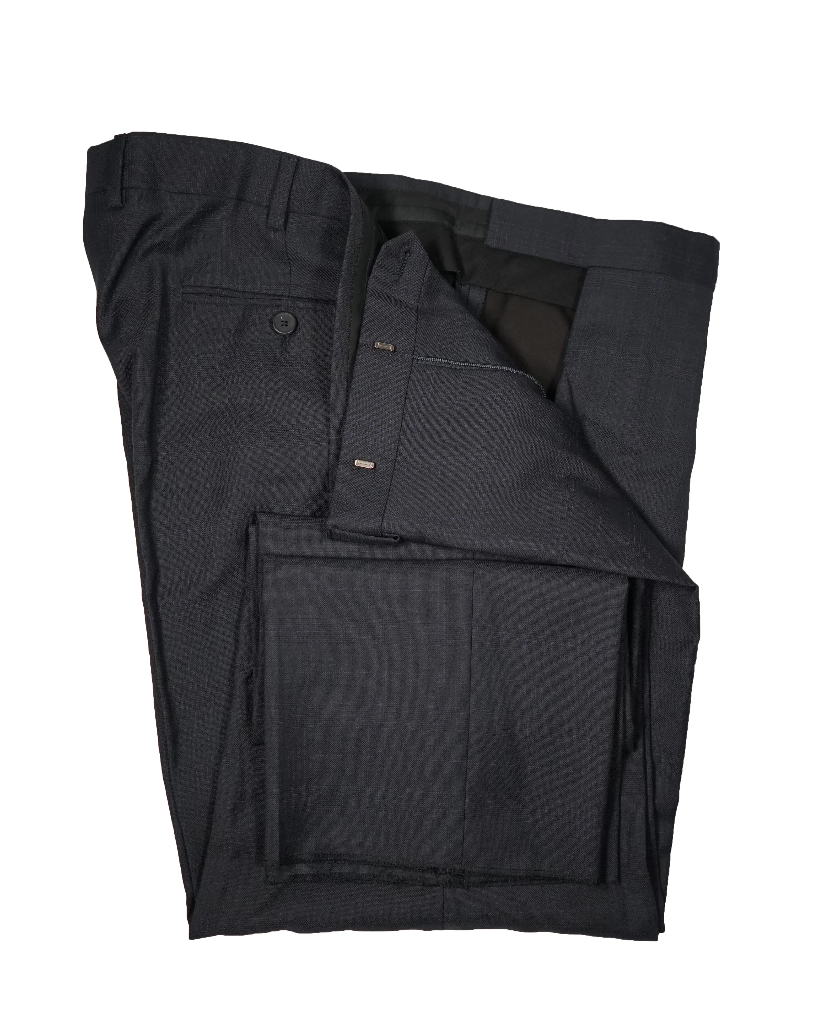 Z ZEGNA - Gray & Purple Plaid Check Flat Front Dress Pants - 38W